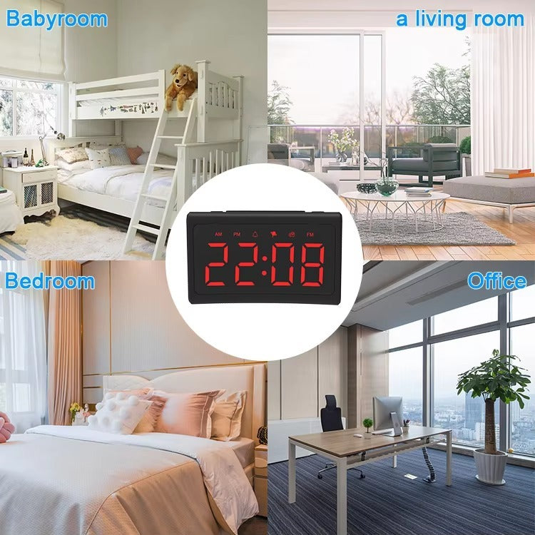 Hot Sale Desktop Bedroom Large Alarm Clock With Projection Led Digital Clock Display With Fm Radio