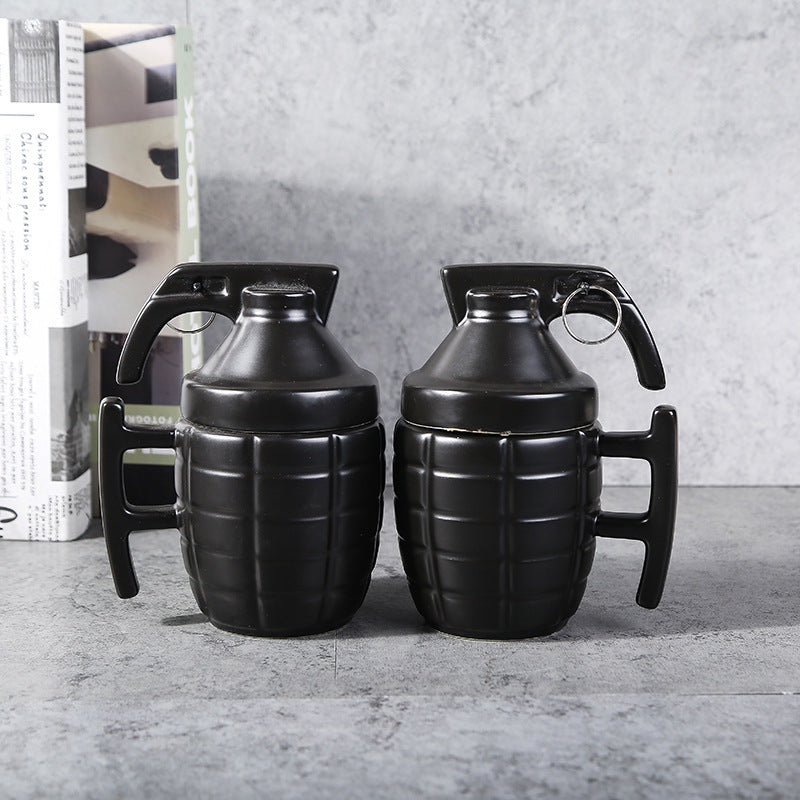 New Style Grenade Ceramic Mug With Lid Military Grenade Weapon Shape Coffee Mug