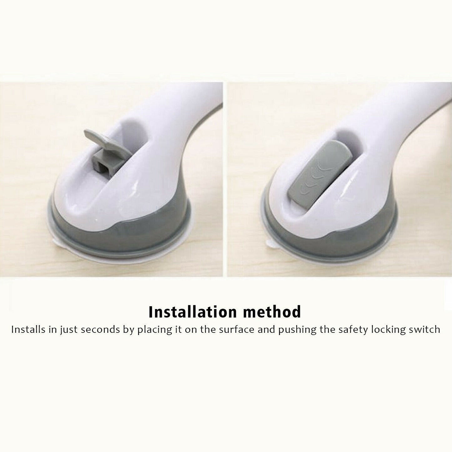 Power Shower Grip Handle Bathroom Suction Grab Bar Safety Rail Tub Bath Vacuum