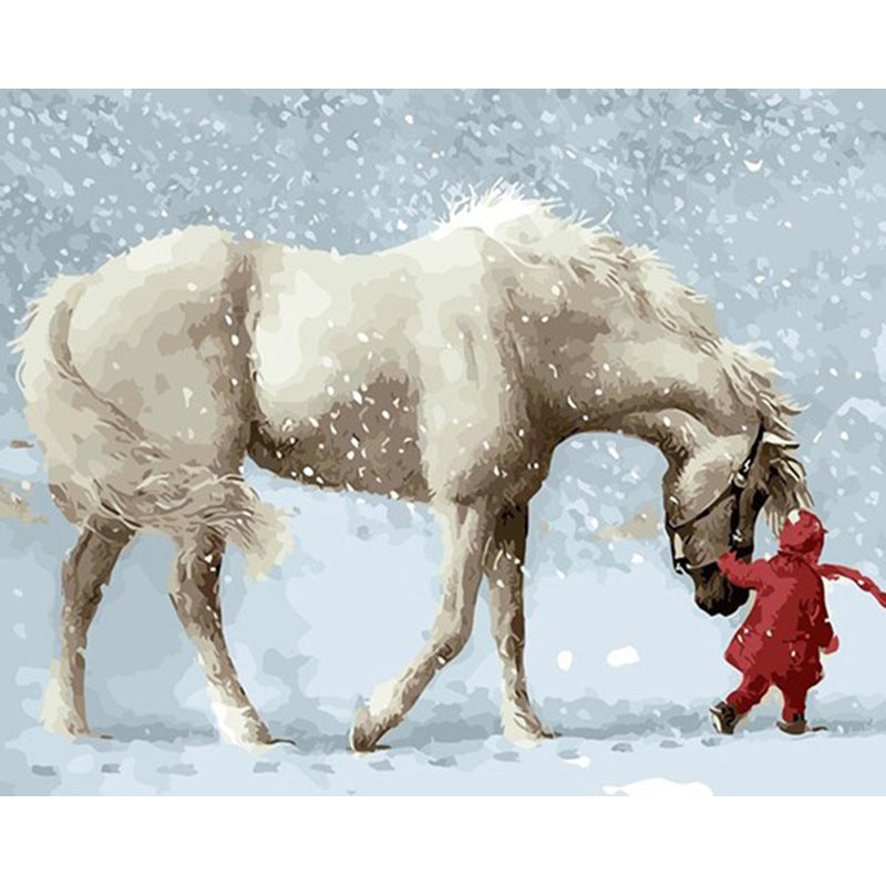 Family Frameless Painting Horse Digital Oil Painting