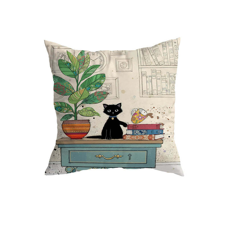 Home Fashion Minimalist Cat Print Pillowcase