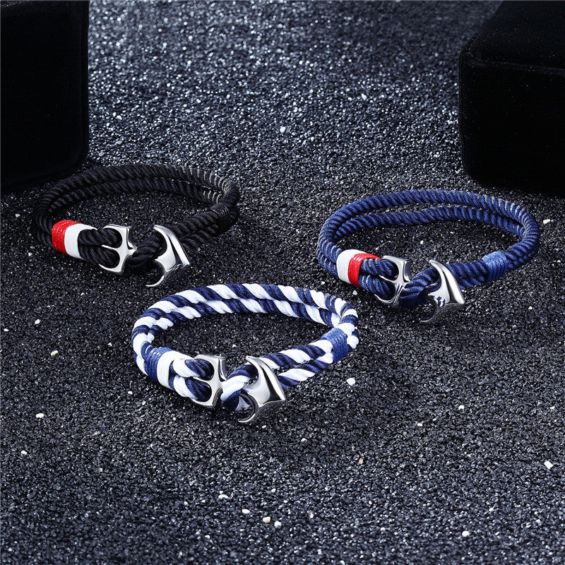 High Quality Anchor Bracelets Men Charm Nautical Survival Rope Chain Paracord Bracelet Male Wrap Metal Sport Hooks