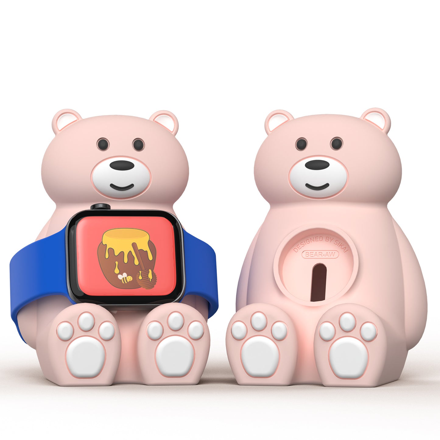 Cute Bear IWatch Charger Stand Compatible With IWatch Series 9-1 45mm,44mm,42mm,41mm,40mm, 38mm For IWatch Charger Cute Soft Silicone,Supports Nightstand Mode,Home Office Use