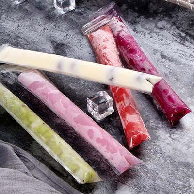 Handmade Ice Cream Packaging Bag Disposable Stick Transparent Plastic Sorbet Popsicle Crushed Ice Popsicle Bag With Seal