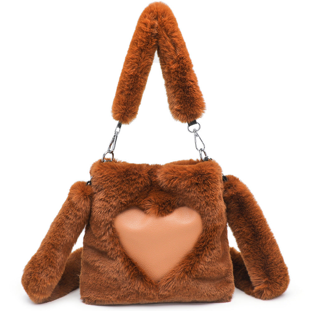 Women Fluffy Shoulder Bag Top-handle Bag Female Autumn Winter Handbag Plush Tote Girls Fashion Shopping Bags Handbags For Women