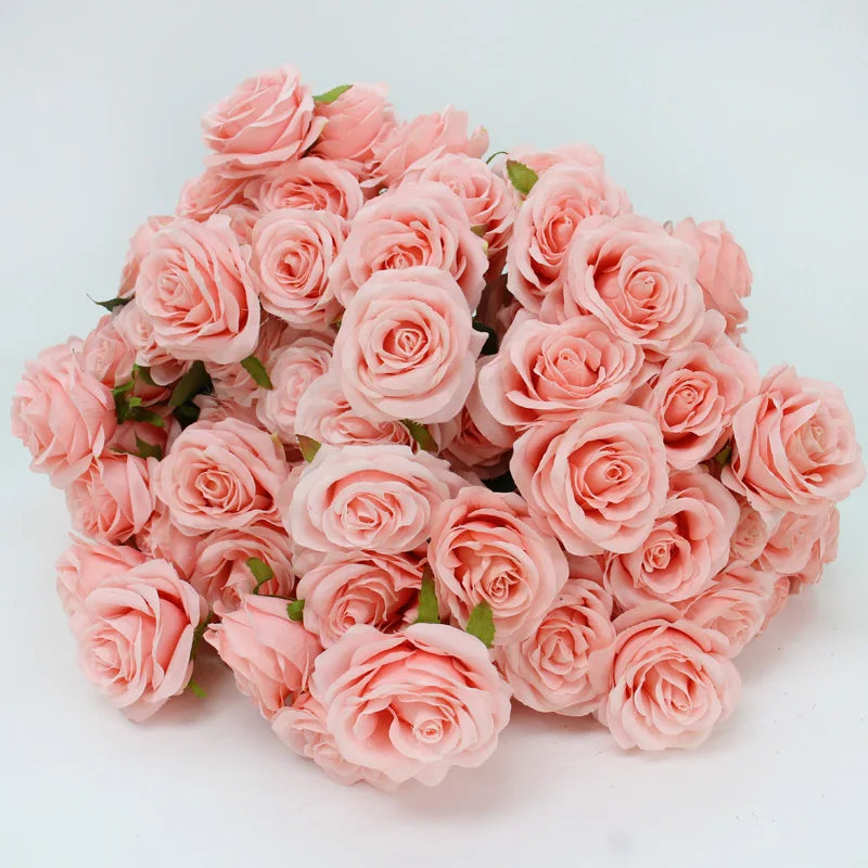 9 Heads 1 Bunch Camellia Rose Artificial Flower Holding Bouquets