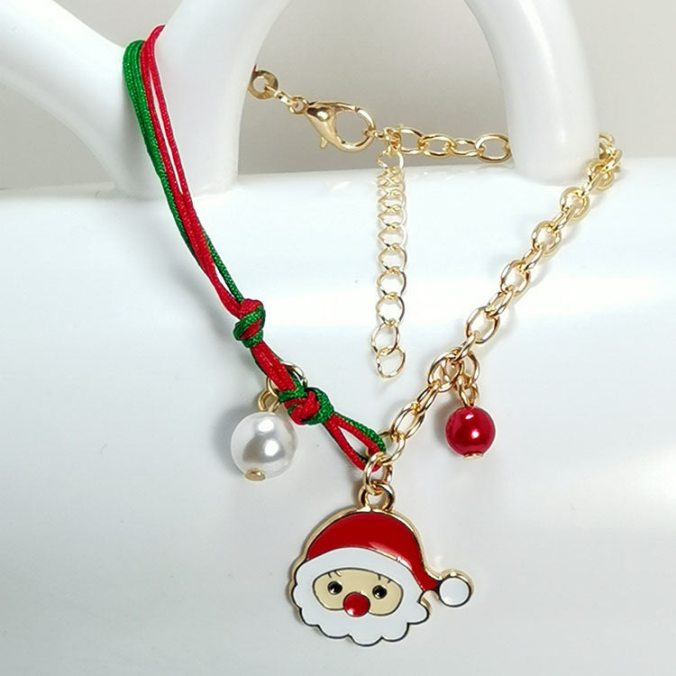 New Christmas Snowman Santa Claus Tree Snowflake Elk Bracelet Christmas Gift Charm Bracelet Chain Pendant For Women New Year Fashion Gift