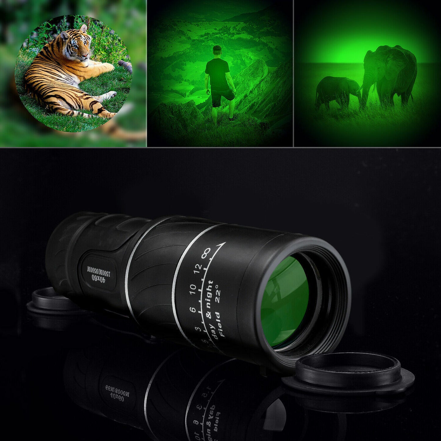 40x60 Day Night Vision HD Optical Monocular Hunting Camping Handheld Telescope Life Waterproof, Anti-Fog Monocular Suitable For Observing Nature Animals