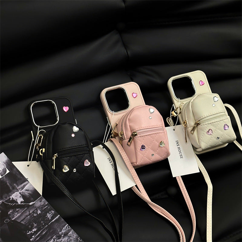 Crossbody Wallet Phone Case For ApplePhone Cute Light Luxury Bag Phone Case With Removable Shoulder Strap