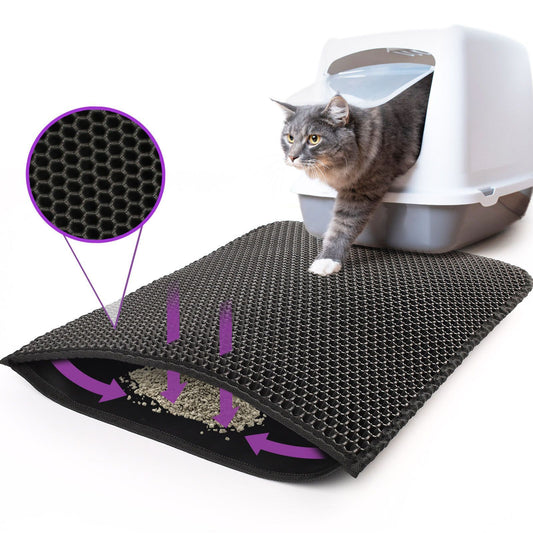 Kitty Cat Litter Mat Trapping Honeycomb Double Layer Design Waterproof Double Layer EVA Cat Litter Pad Waterproof Non-slip Sand Basin Filter Kitten Dog Washable Mattress