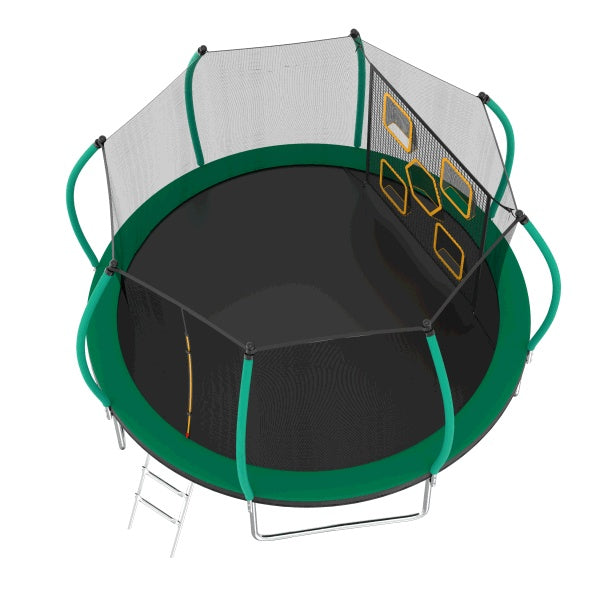 14FT Trampoline With Enclosure - Recreational Trampolines With Ladder, ASTM Approval Outdoor Trampoline For Kids