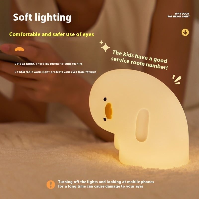 Cute Duck LED Night Light USB Rechargeable Nightlights Silicone Lamp Touch Soft Mood Light Child Kid Gift Bedroom Decor