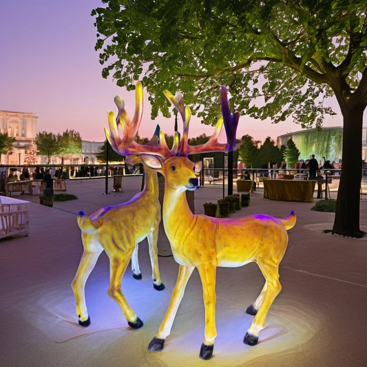 TOPREX Decor Artificial Christmas Ornaments LED Resin Christmas Reindeer