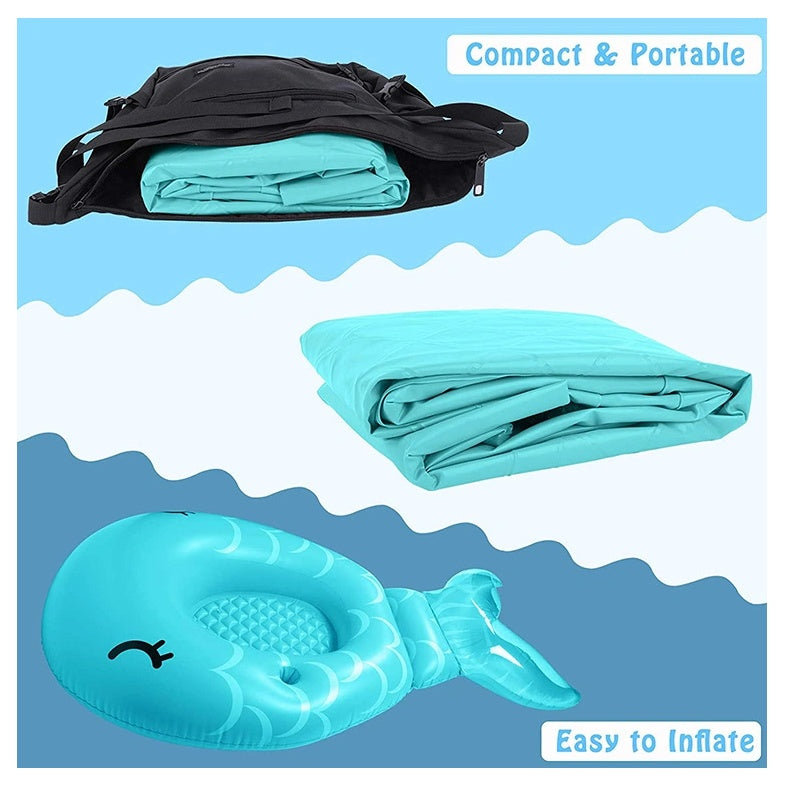 PVC Inflatable Mermaid Raft, Water Leisure Inflatable Whale Floating Bed Float Raft Lounger,Pool Party Entertainment For All Ages