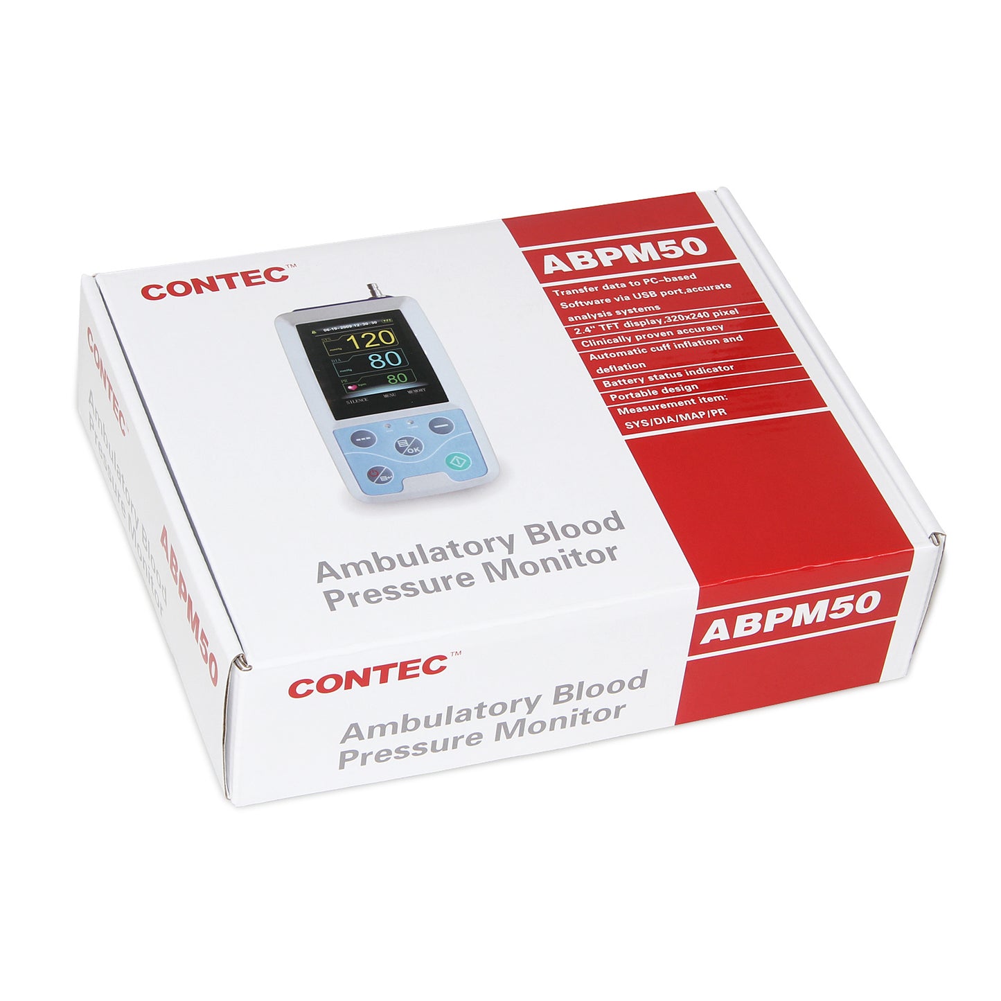 CONTEC ABPM50 Handheld 24hours Ambulatory Blood Pressure Monitor With PC Software 3 Cuffs