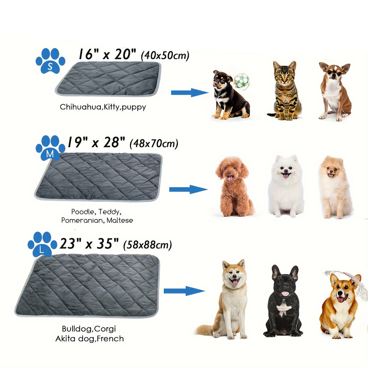 Dog Cat Bed, Cat Dog Non-Slip Mat, Extra Warm Thermal Pet Pad  Self-Heating Cat Mat Warm Thermal Pet Pad Washable Dog Crate Pad Heat Dog Cat Bed Mat Blanket Non-Slip Bottom For Outdoor And Indoor Pets