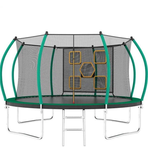 14FT Trampoline With Enclosure - Recreational Trampolines With Ladder, ASTM Approval Outdoor Trampoline For Kids