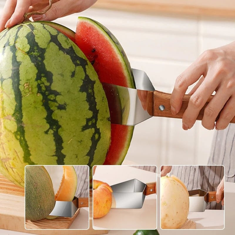 New Watermelon Splitter Watermelon Cutting Artifact 430 Stainless Steel Cutting Piece Splitter Household Melon Triangle Cutting Knife Fruit Knife Kitchen Gadgets