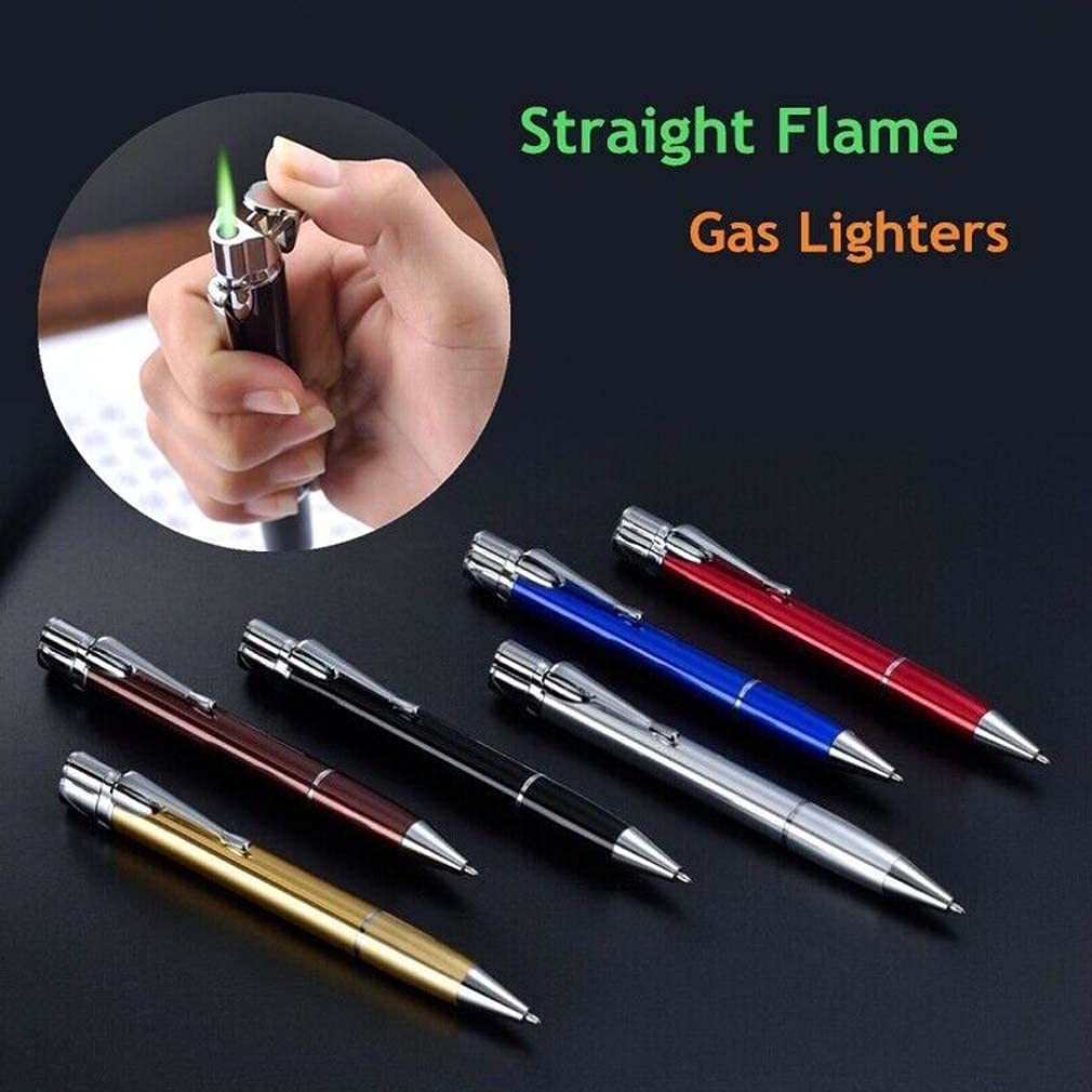 Creative Metal Signature Pen Lighter Windproof Gas Inflatable Jet Lighter Mini Portable Business Birthday Gift Men