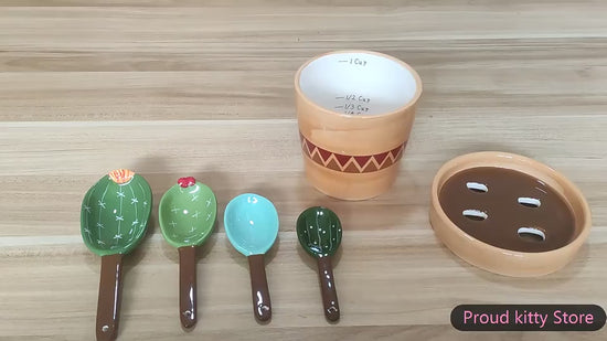 Ceramic Spoon Rice Cactus Scale Spoon Baking Measu