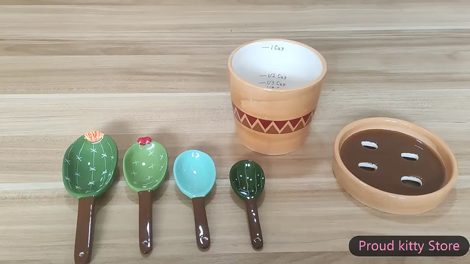 Ceramic Spoon Rice Cactus Scale Spoon Baking Measu